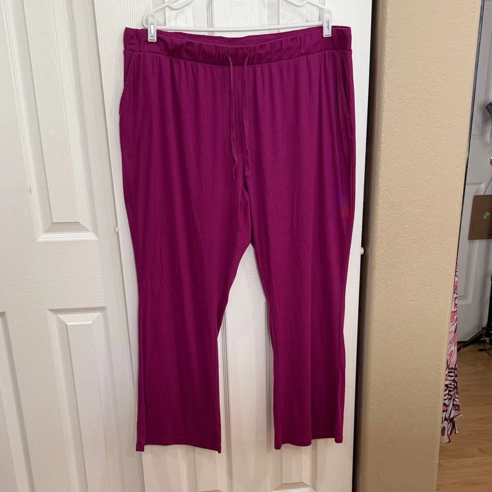 Muk Luks Fuchsia Open Cardigan and pants - Size 2X - Picture 6 of 14